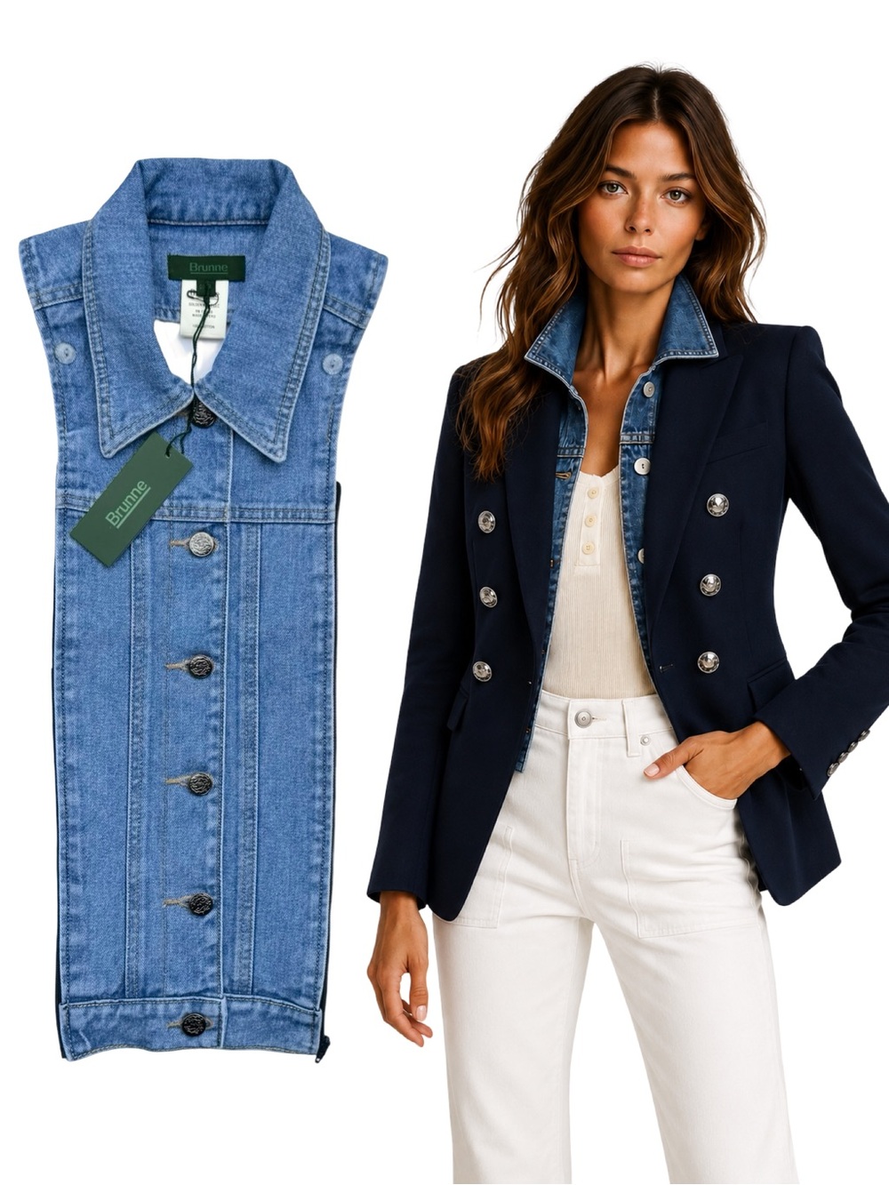 Brunne Denim DICKEY Insert Compatible with VERONICA BEARD Blazer Sz 00-14